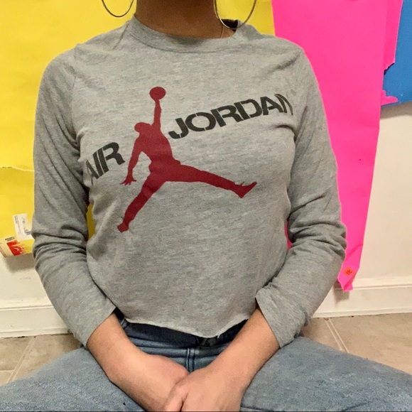 Jordan Sweaters - cropped gray jordan air sweater ✧